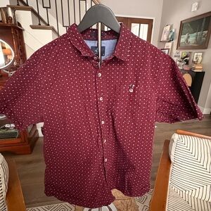 Men's Maroon Polka Dot Casual Shirt